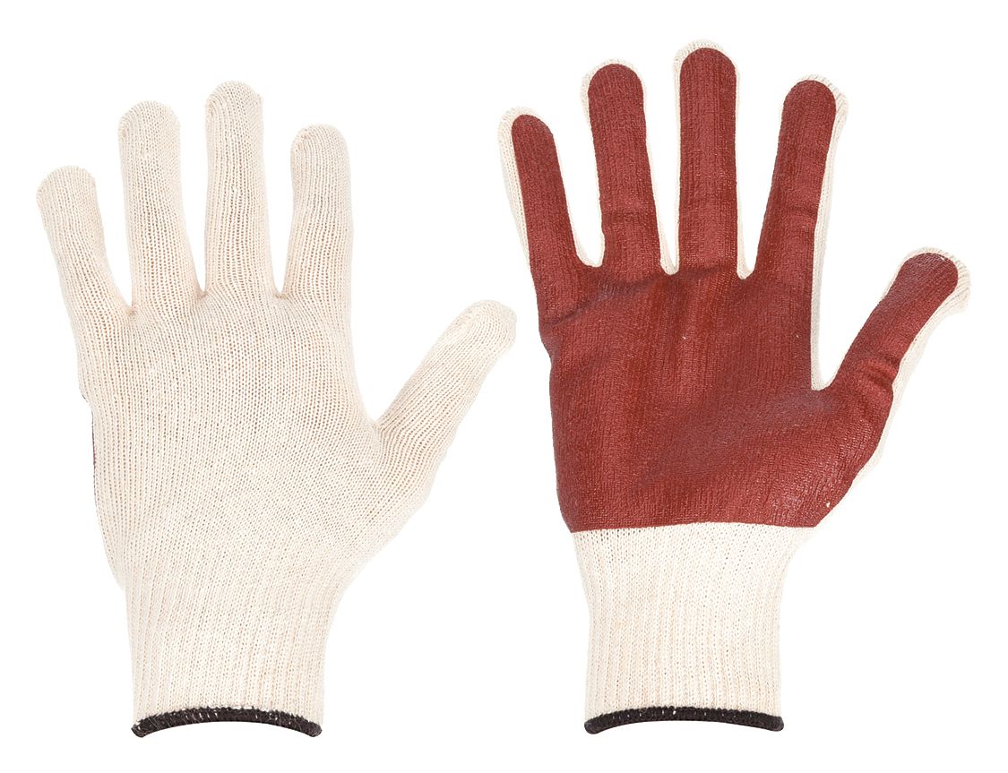 KNIT GLOVES,NITRILE,S,RUSSET/WHITE,PR