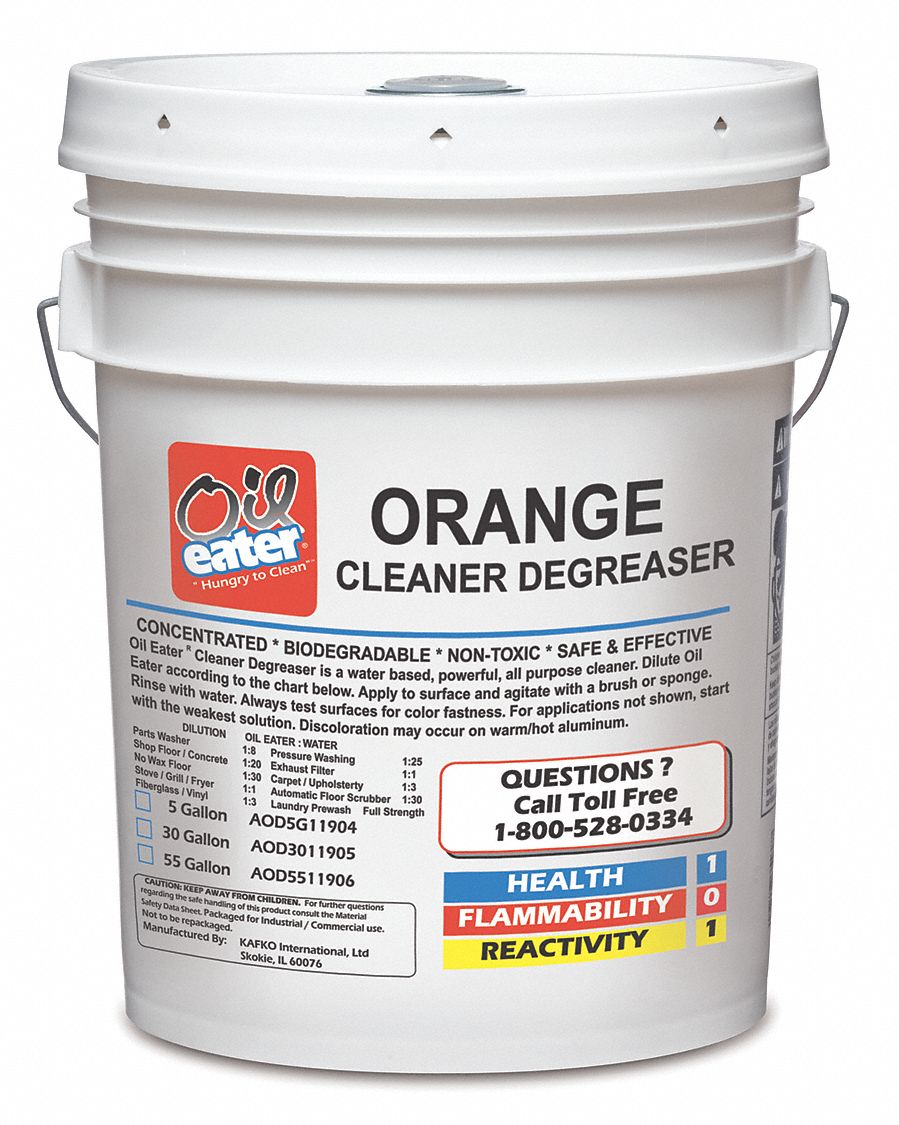 Parts Washer Cleaning Solution with Orange: 5 gal Size, Orange