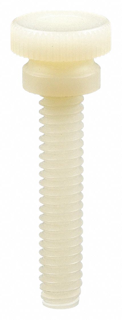 Thumb Screw: 3/8"-16 Thread Size, 1 1/2 in Lg, Knurled, Nylon, Plain, 5 PK