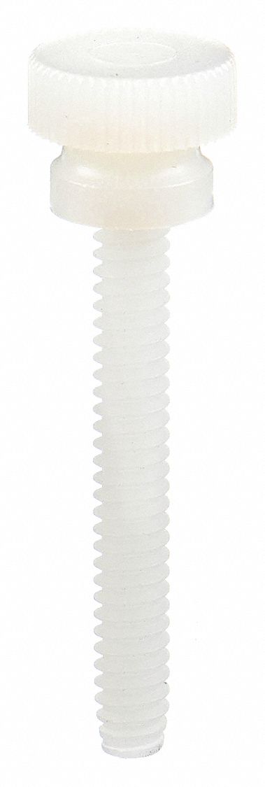 Thumb Screw: 1/4"-20 Thread Size, 1 in Lg, Knurled, Nylon, Plain, 10 PK