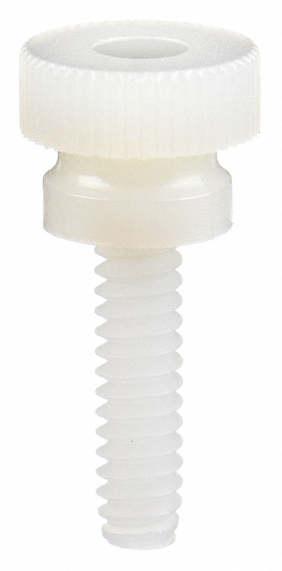 Thumb Screw: 1/4"-20 Thread Size, 1/2 in Lg, Knurled, Nylon, Plain, 10 PK