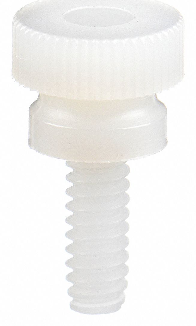 Thumb Screw: #10-24 Thread Size, 1/2 in Lg, Knurled, Nylon, Plain, 10 PK