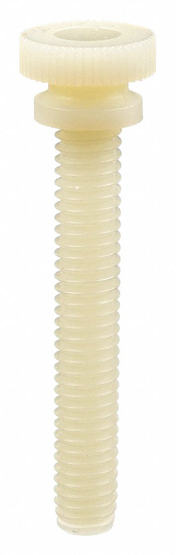 Thumb Screw: 3/8"-16 Thread Size, 2 in Lg, Knurled, Nylon, Plain, 5 PK