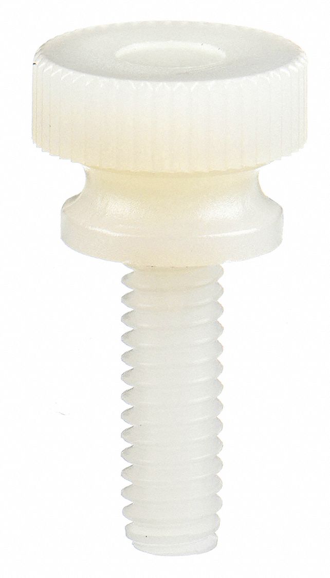Thumb Screw: #8-32 Thread Size, 1/2 in Lg, Knurled, Nylon, Plain, 10 PK