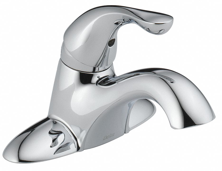 LOW ARC BATHROOM FAUCET: DELTA, CLASSIC, CHROME FINISH, 1.2 GPM FLOW RATE