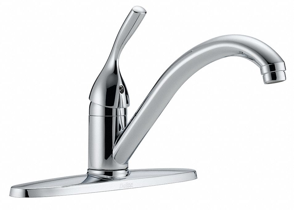 LOW ARC KITCHEN FAUCET: DELTA, NA, CHROME FINISH, 1.8 GPM FLOW RATE, 8 11/16 IN SPOUT LG