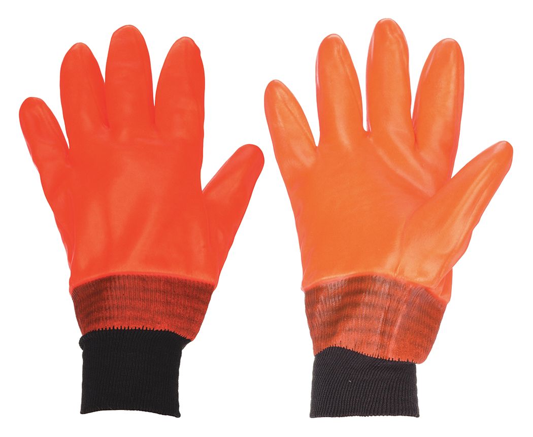 Coated Gloves: L ( 9 ), Full, Dipped, PVC, Cotton, Smooth, Black, 1 PR
