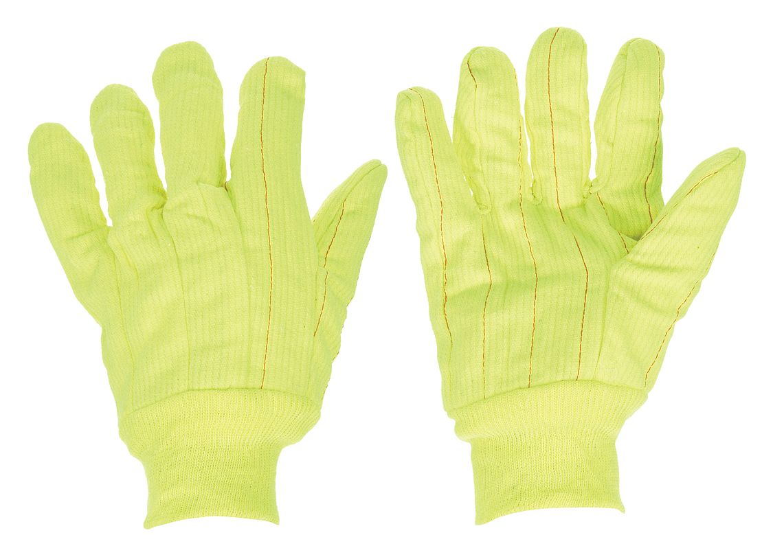Canvas Gloves, 10-1/4", L, Hi-Vis Yellow, PR
