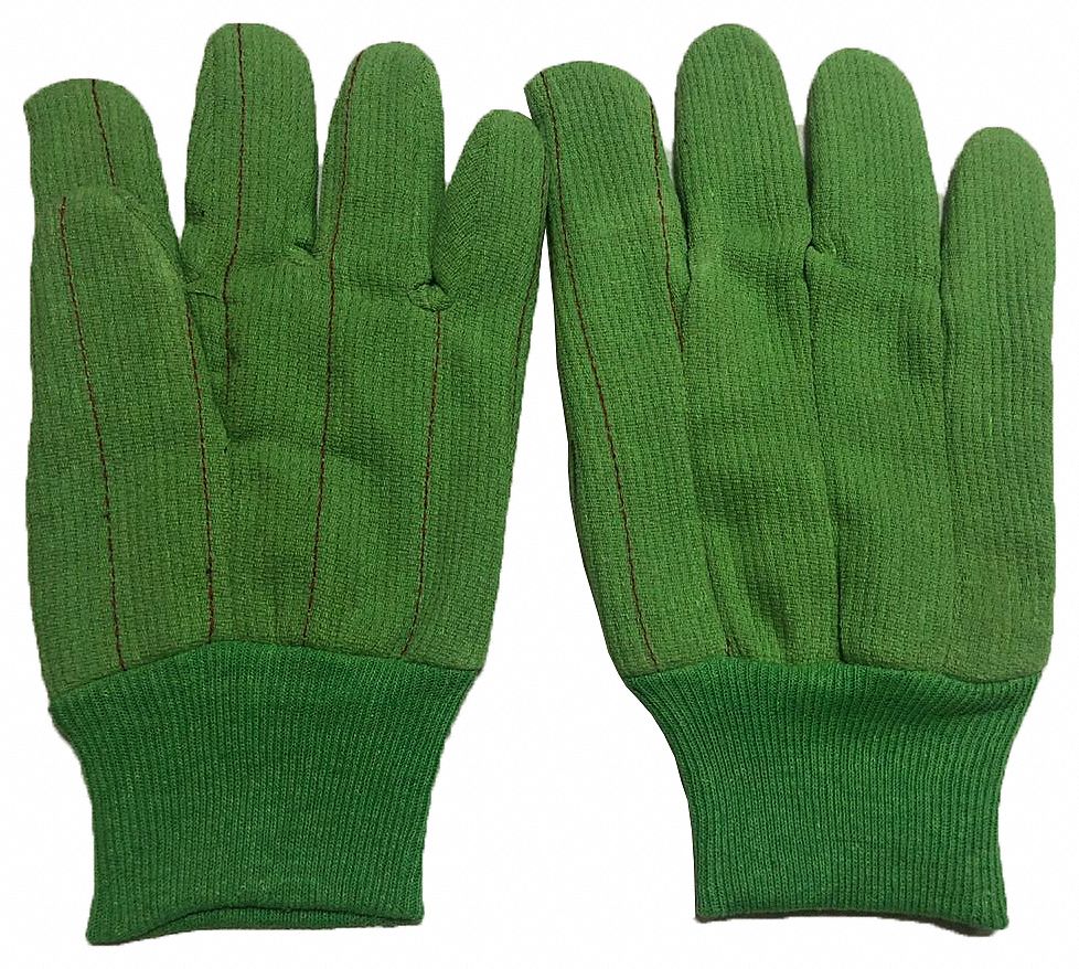 CONDOR KNIT GLOVES, L (9), UNCOATED, COTTON, CANVAS, KNIT CUFF, HI VIS  GREEN - Knit General Purpose Gloves - CDR4NMU5