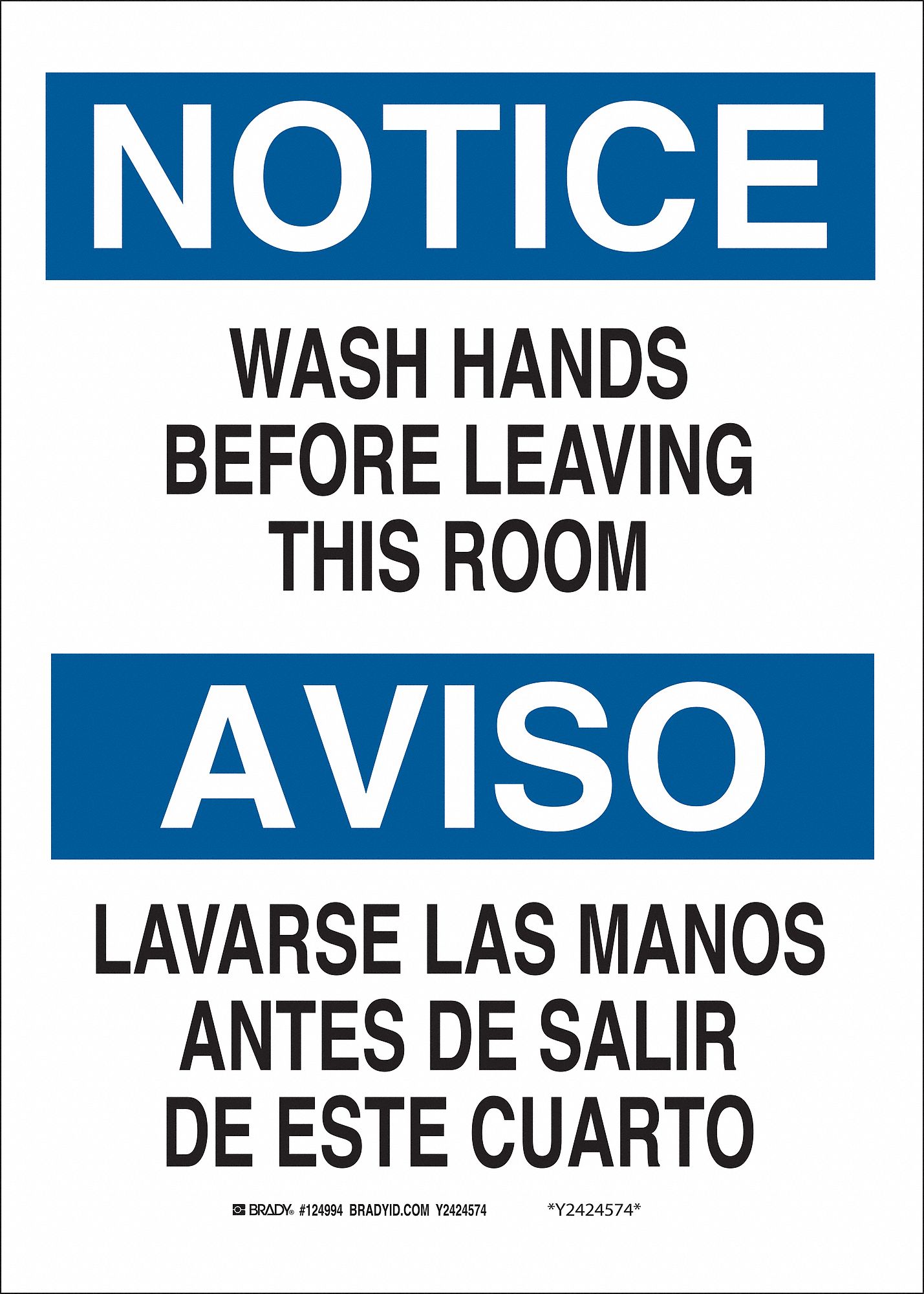Notice Sign, 14 x 10In, BL and BK/WHT, Text