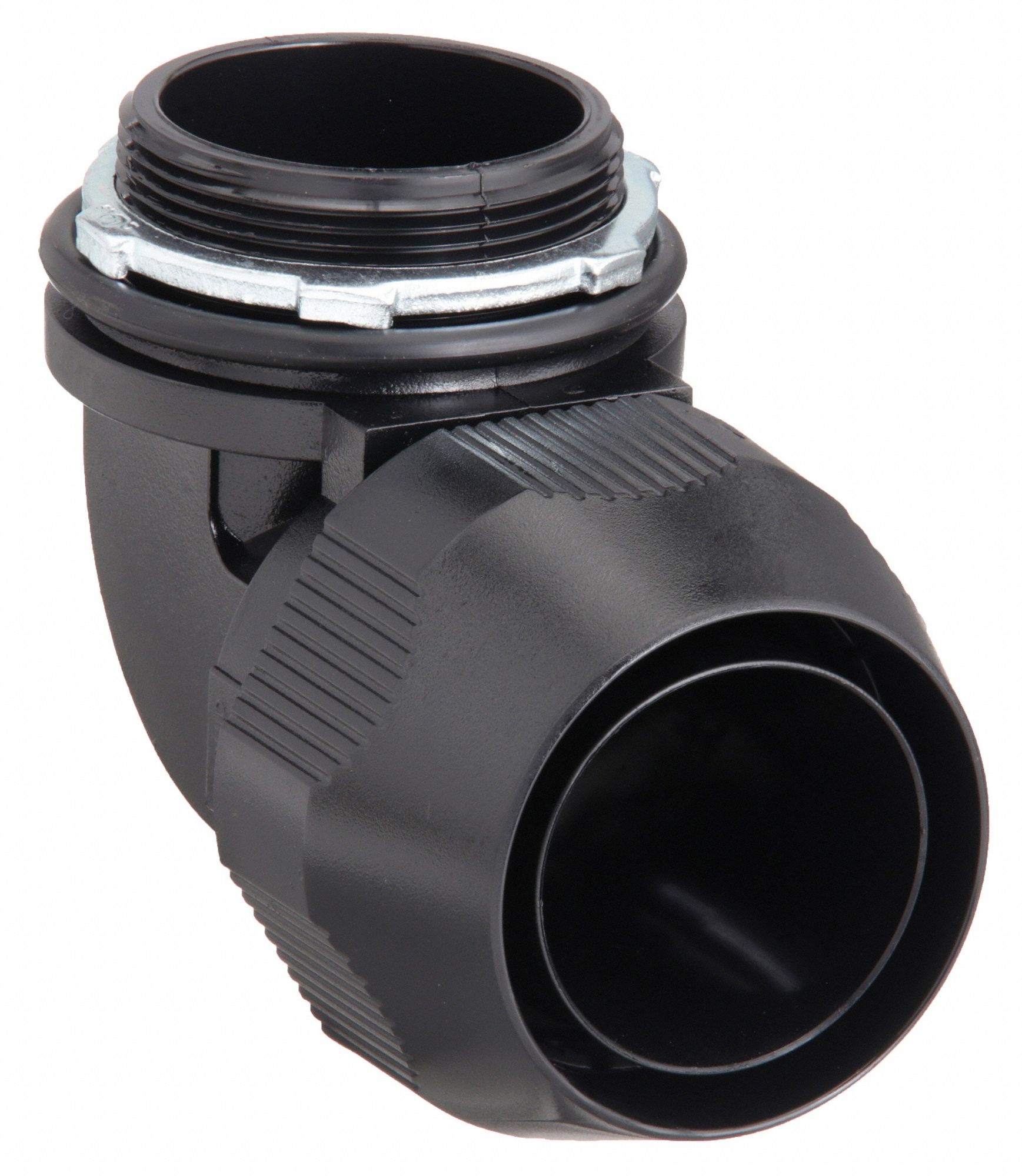 Liquid-Tight Conduit Fitting: Plastic, 1 1/2 in Trade Size, Insulated, 90° Elbow
