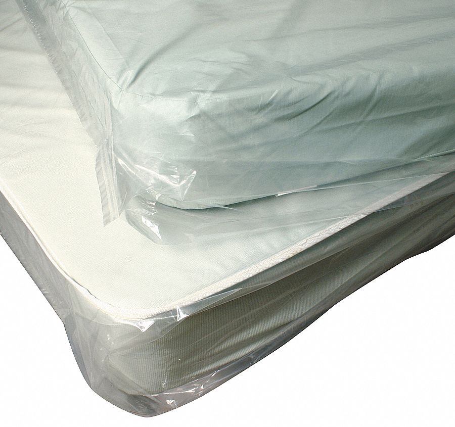 MATTRESS BAG, 1.1 MIL THICK, 54 IN W, 7 IN DP, 84 IN L, GUSSETED, FULL MATTRESS SIZE, 150 PK