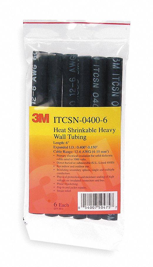 3M Heat Shrink Tubing, Heavy Wall, CrossLinked Polyolefin with