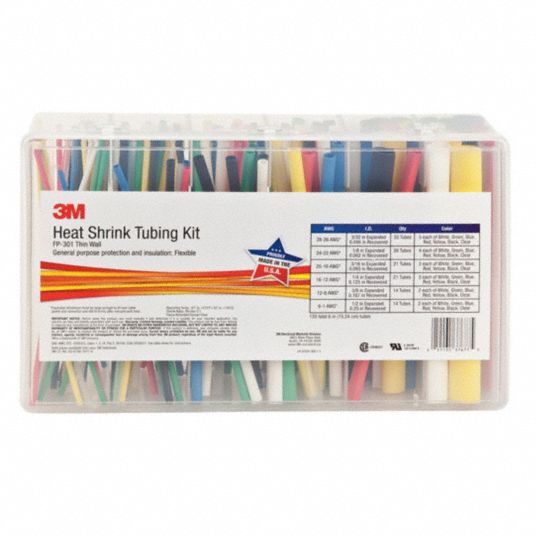 3m Shrink Tubing Kit Bl R W Y B G C 133 Pc 4nu23 Fp 301 Color Grainger
