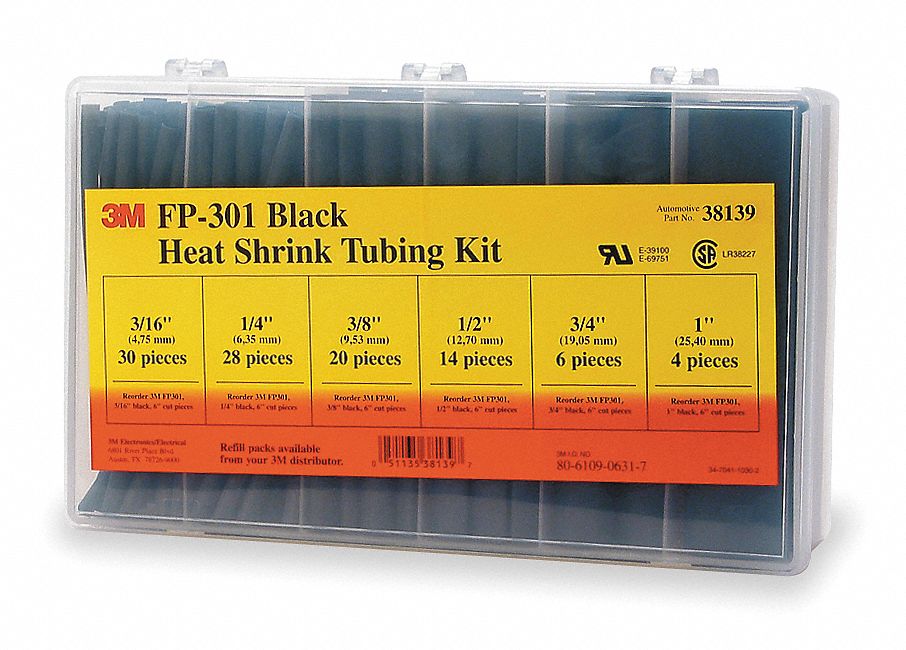 4NU24 - Heat Shrink Tubing Kit Black 102 Pc