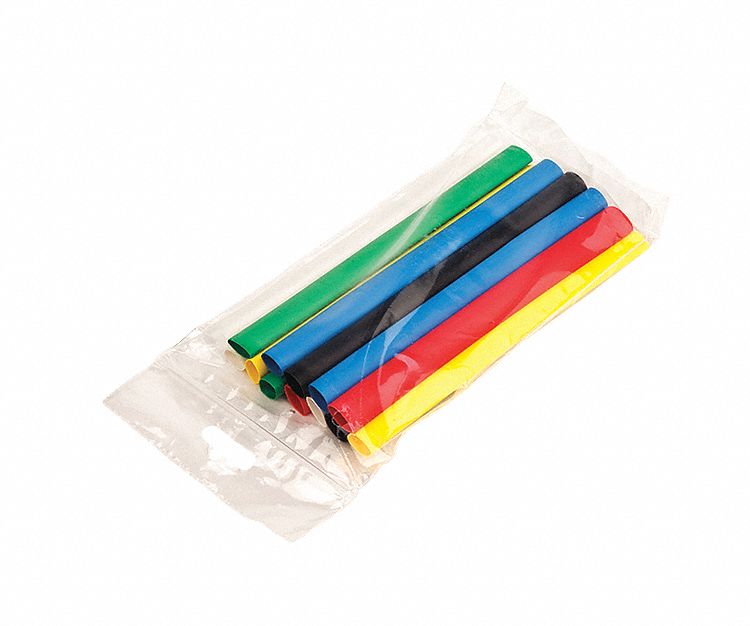 Heat Shrink Tubing Kit Refill: 28 Pieces, 1/8 in, 2:1, 6 in, 28 PK