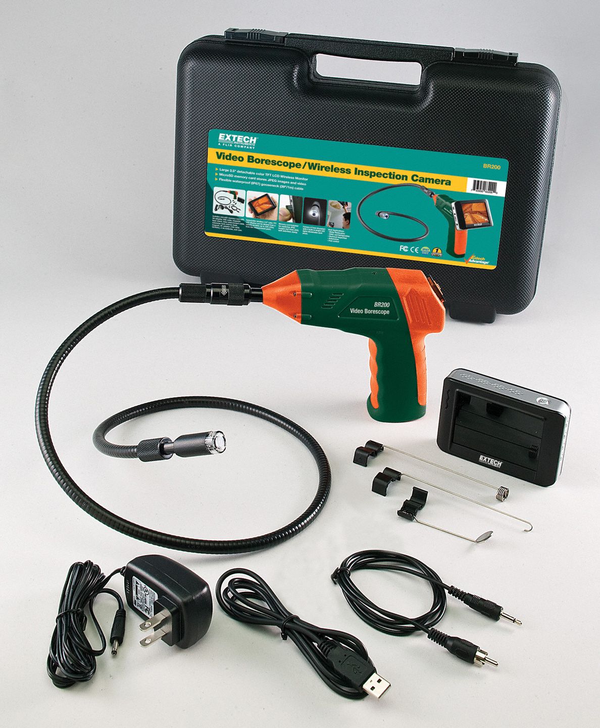 EXTECH Video Borescope, 3.5 In, 39 In Shaft 4NUP9BR200 Grainger