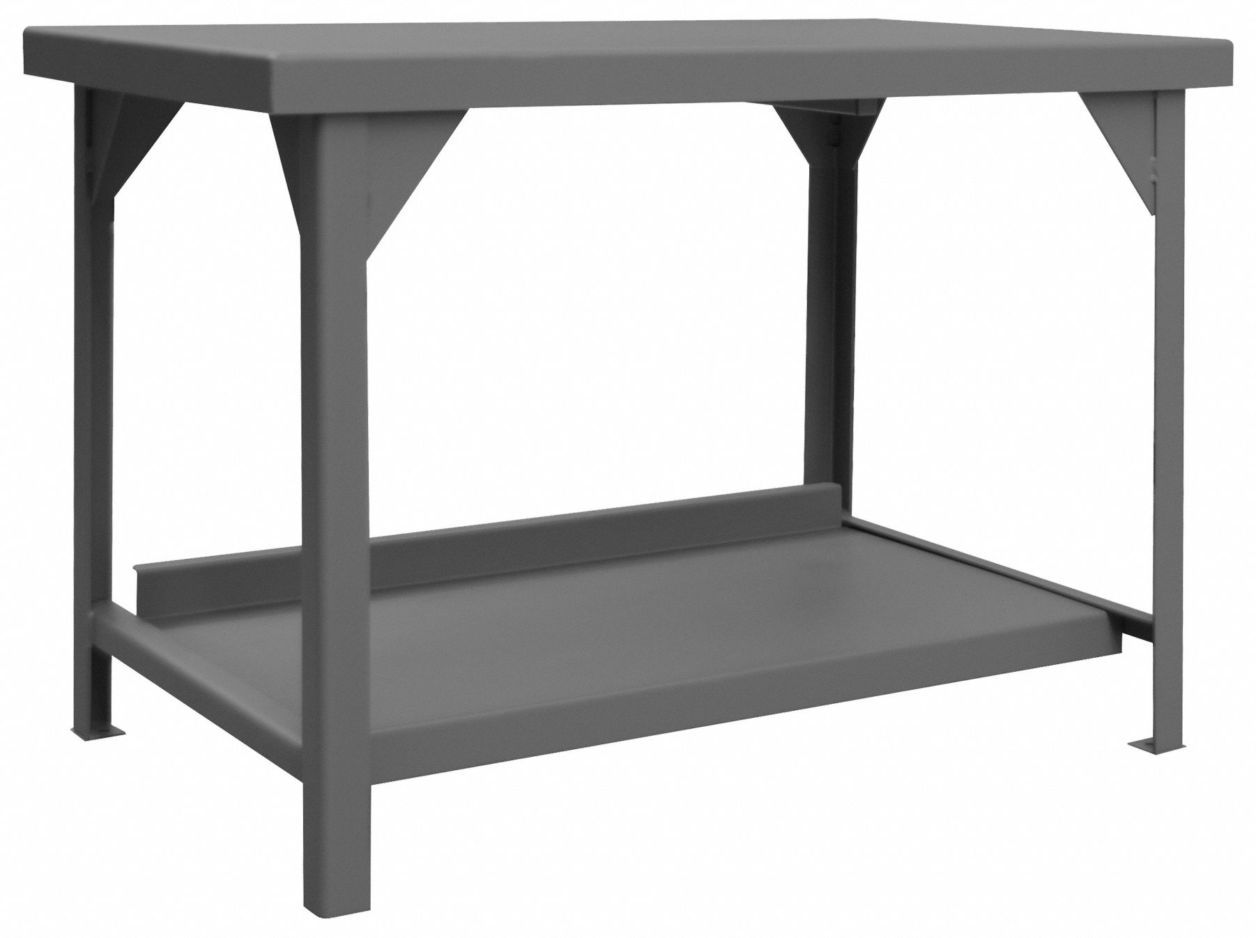 WORKBENCH, FIXED H, STEEL, 60 IN X 36 IN, 12,000 LB OVERALL LOAD CAPACITY, GREY