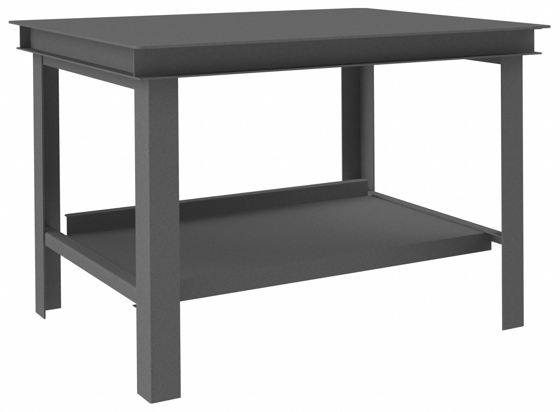 WORKBENCH, FIXED H, STEEL, 48 IN X 36 IN, 14,000 LB OVERALL LOAD CAPACITY, GREY