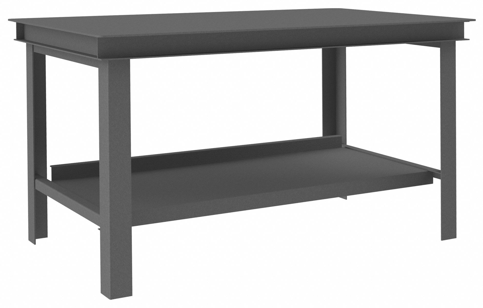 WORKBENCH, FIXED H, STEEL, 60 IN X 36 IN, 14,000 LB OVERALL LOAD CAPACITY, GREY