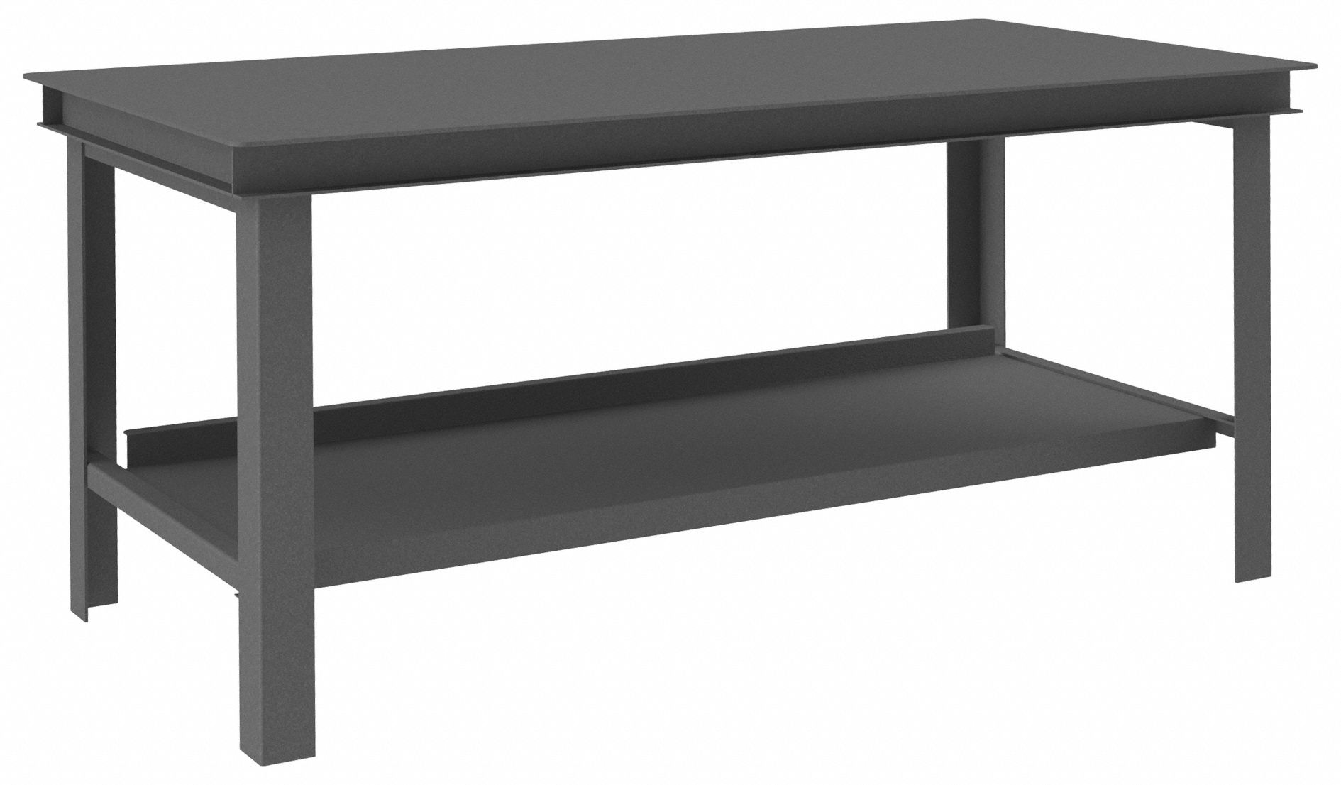 WORKBENCH, FIXED H, STEEL, 72 IN X 36 IN, 14,000 LB OVERALL LOAD CAPACITY, GREY