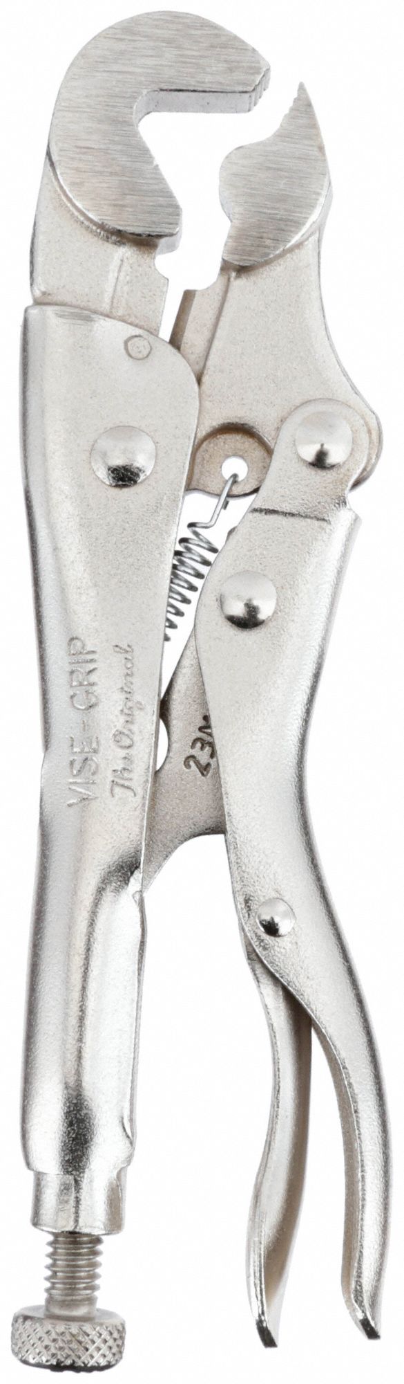 LOCKING WRENCH, V, LEVER, 9/16 IN MAX JAW OPENING, 4 IN OVERALL L, 1½ IN JAW L, PLAIN GRIP