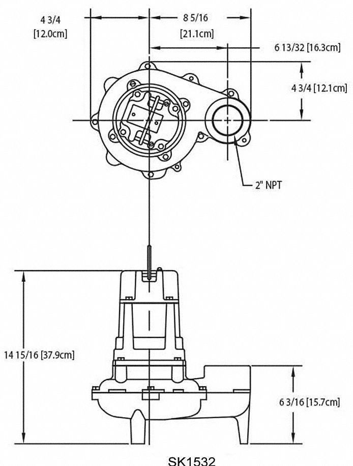 ZOELLER Sewage Ejector Pump 1, 110V AC, No Switch Included, 101 gpm Flow Rate 10 Ft. of Head