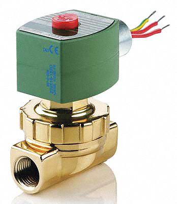 SOLENOID VALVE: 2-WAY, NORMALLY CLOSED, ¾ IN PIPE SIZE, 110V AC/120V AC, BRASS BODY