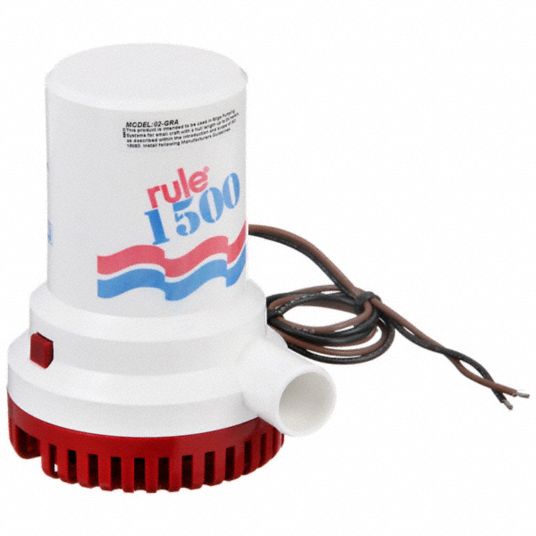 Electric Bilge Pump: 10.2 ft Max. Head, 1-1/8 in, 12V DC