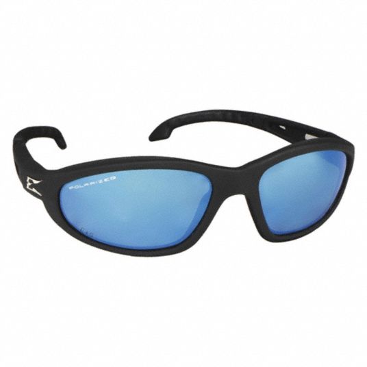EDGE EYEWEAR Polarized Safety Glasses: Polarized, Wraparound Frame,  Full-Frame, Black, Black, Unisex