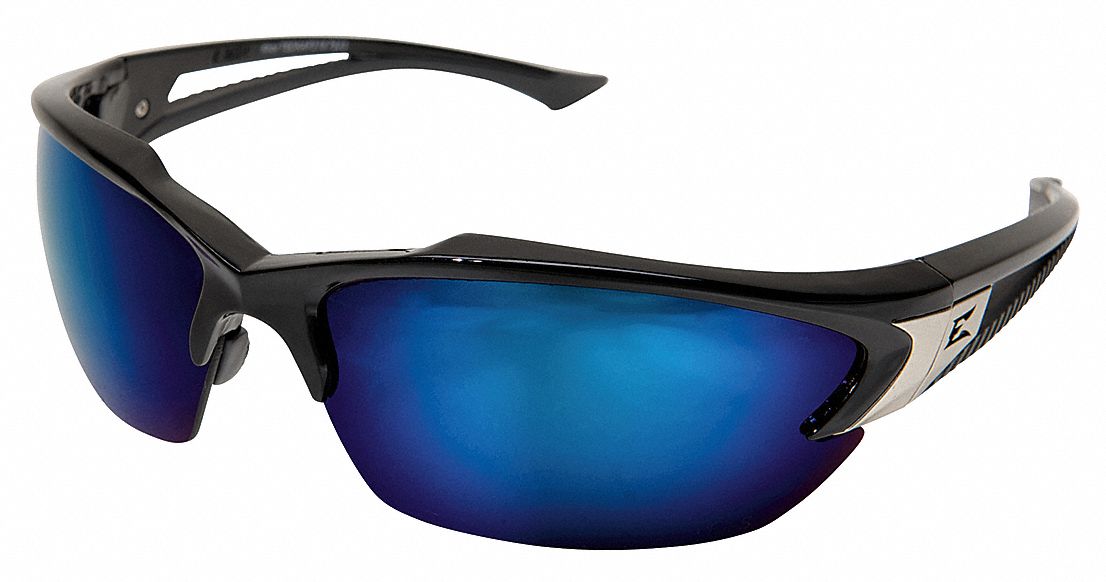 EDGE EYEWEAR Khor ScratchResistant Safety Glasses , Blue Mirror Lens