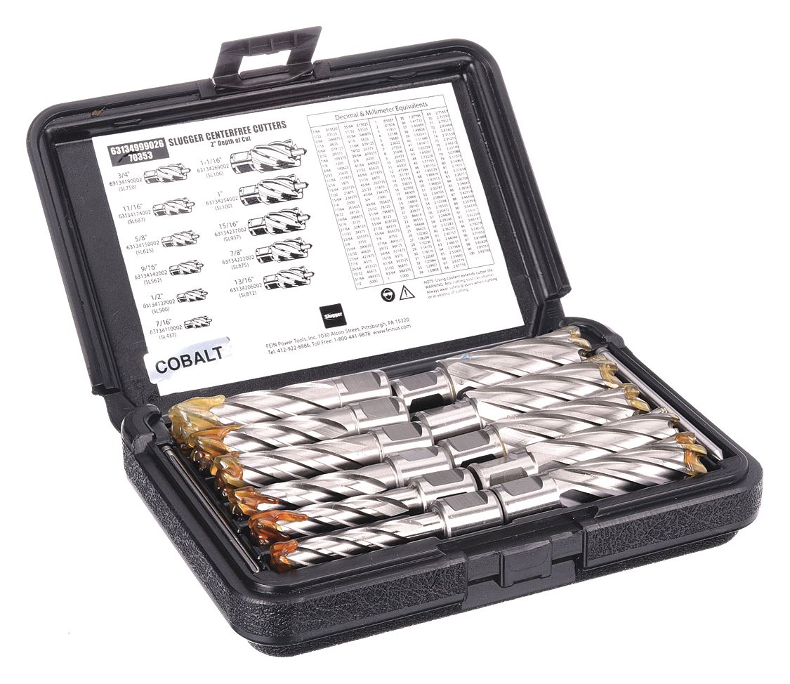 Annular Cutter Set: 2 in Max Cutting Dp, Pilot Pin Included, Bright (Uncoated)