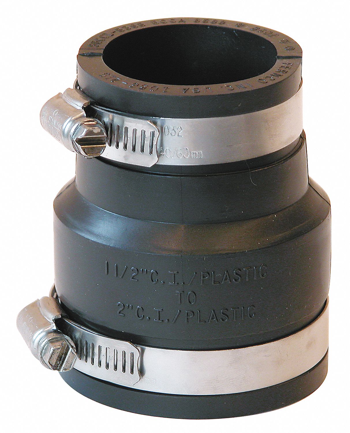 FERNCO PVC Flexible Coupling, For Pipe Size 2 in x 1 1/2 in, 227/64 in