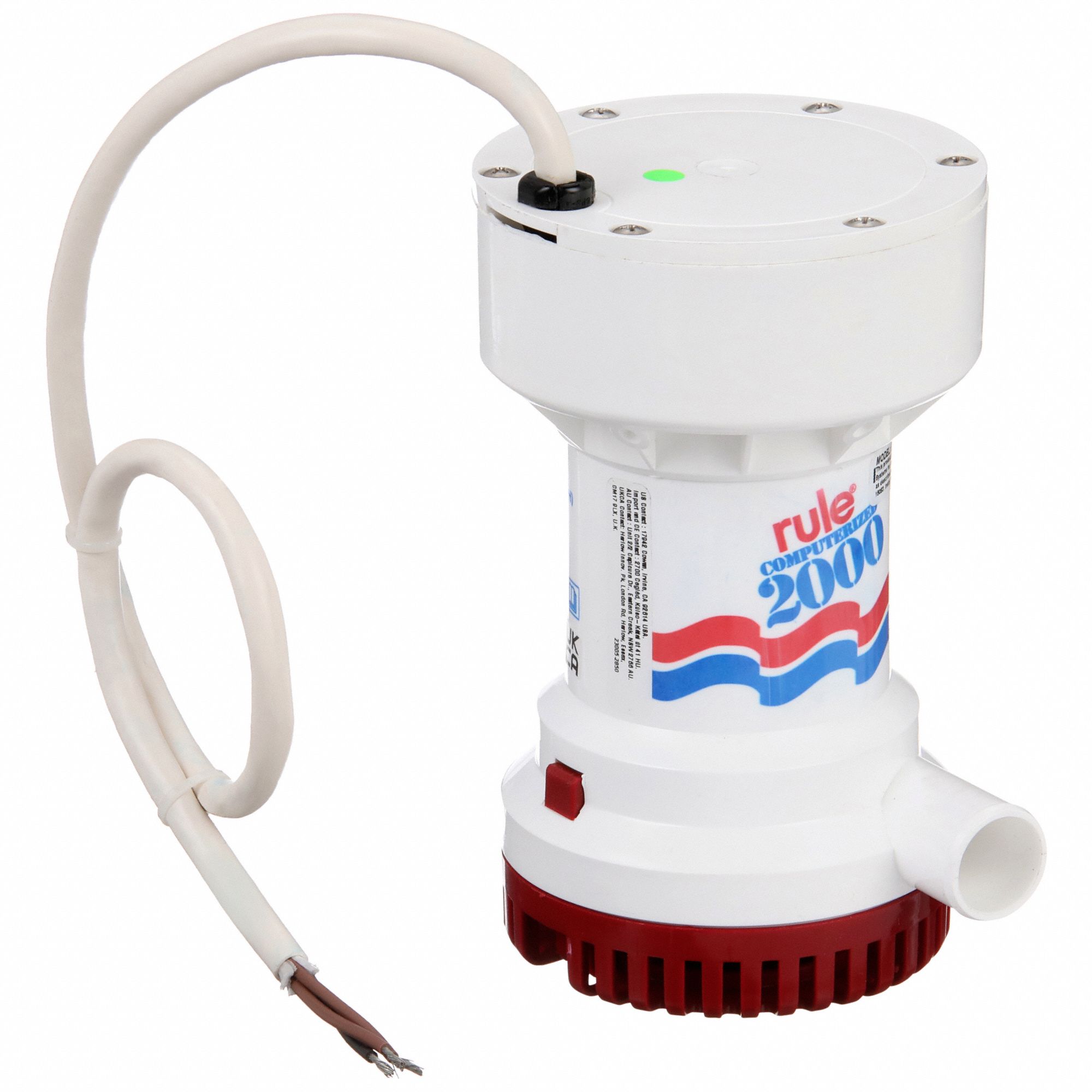 Electric Bilge Pump: 20 ft Max. Head, 1-1/8 in, 12V DC