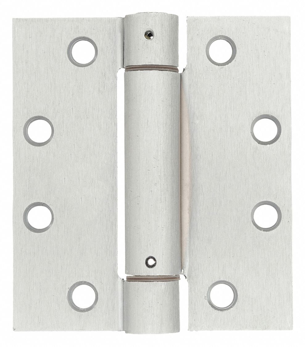 Spring Hinge: Full Mortise Mounting, Steel, Chrome, 4 in Overall Wd, 4 1/2 in Overall Ht