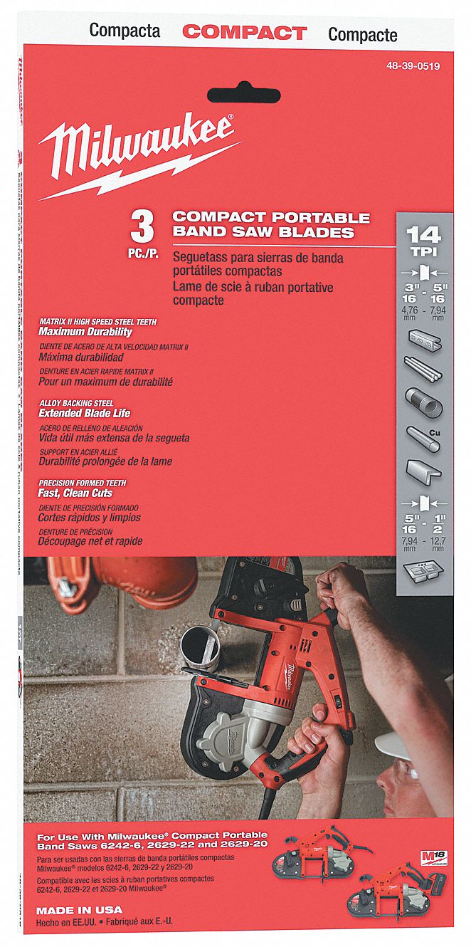 MILWAUKEE Portable Band Saw Blade, 35 3/8 in Blade Length, 14 Teeth per