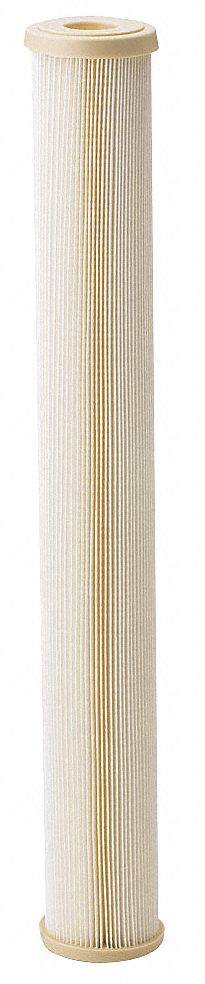 Water Filter Cartridge: 1 micron, Pleated, 10 gpm, 2 5/8 in Outside Dia