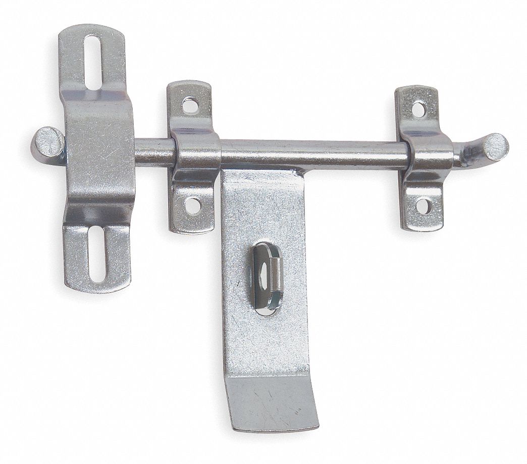 GRAINGER APPROVED Padlockable Slide Latch, 5 In. W, Silver 4PB56