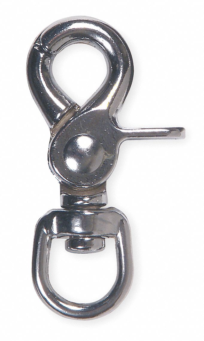 GRAINGER APPROVED Round Eye Swivel Trigger Snap 3/8 in Stock Thick, 2
