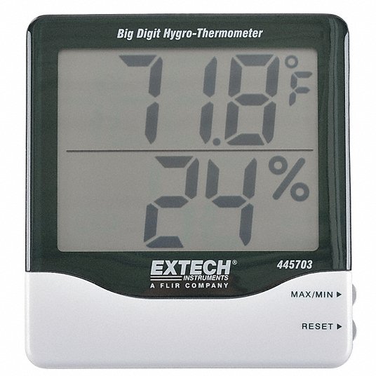 Extech Big Digit Hygro-Thermometer displays Temperature and Humidity 445703 