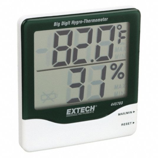 brug Spookachtig snap Factories/Greenhouses/Offices, 14° to 140°F/-10° to 60°C, Digital Hygrometer  - 4PC65|445703 - Grainger