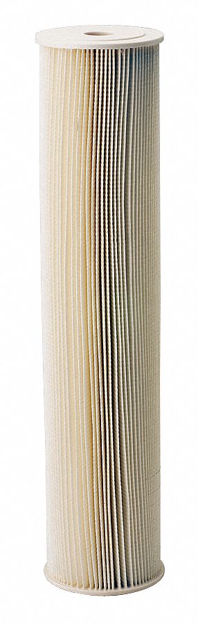 FILTER CARTRIDGE: PLEATED, 20 GPM FLOW RATE, 5 MICRON, 20 IN H, 125 ° F MAX TEMP