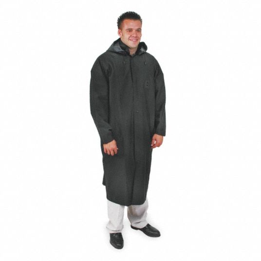 CONDOR Rain Jacket with Detachable Hood: XL, Black, Snaps, Detachable ...