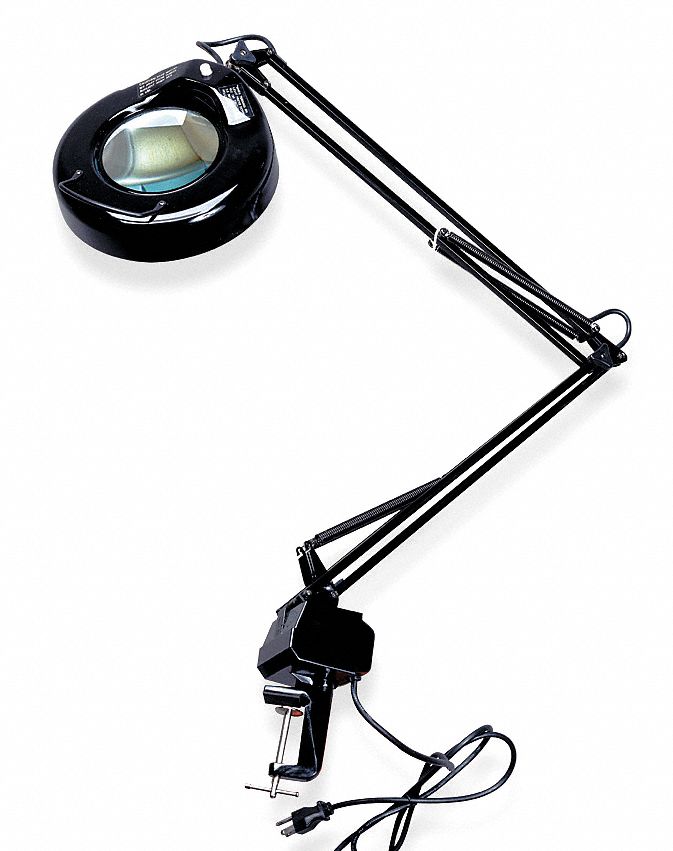 LUMAPRO Round Magnifier Light, 45 in Arm Length, 1.75x, Black 4PD44