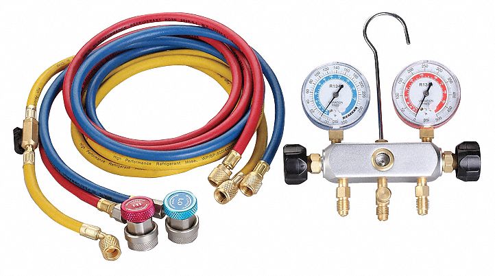 Manifold Gauge Set, 6 ft L, 2 3/4 in Gauge