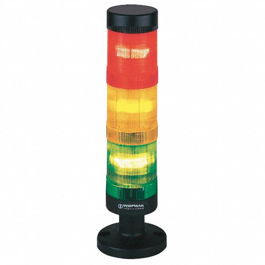 WERMA Tower Light Assembly 3 Lights, Amber/Green/Red, Steady, Bulb