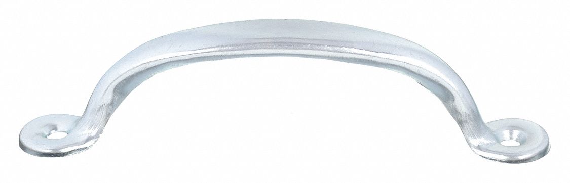 Pull Handle: Unthreaded Holes, Steel, Silver, #6 Screw Size, 0.5 in