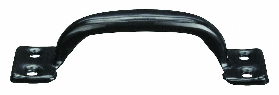 Pull Handle: Unthreaded Holes, Steel, Black, 4.2 in Mounting Hole Center to Center