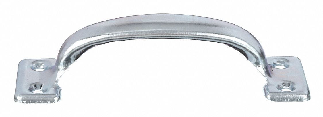 Pull Handle: Unthreaded Holes, Steel, Silver, #8 Screw Size, 0.75 in, 4 in Grip Lg