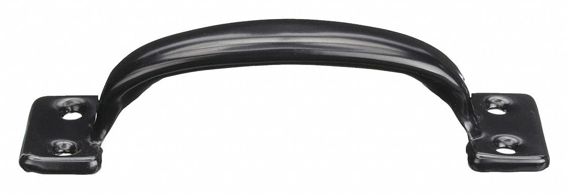 Pull Handle: Unthreaded Holes, Steel, Black, 4.75 in Mounting Hole Center to Center